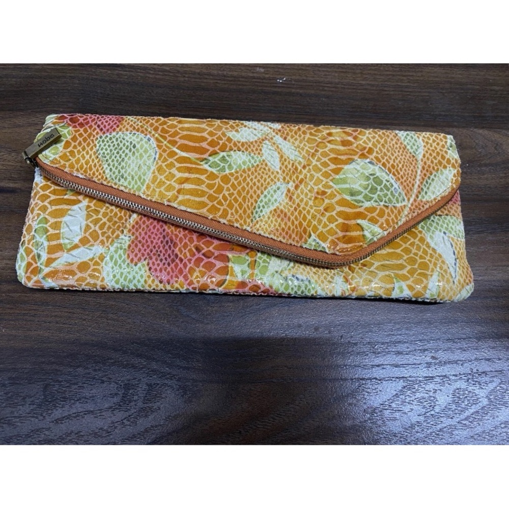 HOBO International Effe Fold Over Clutch Wallet In “Summer Bloom” Snakeskin